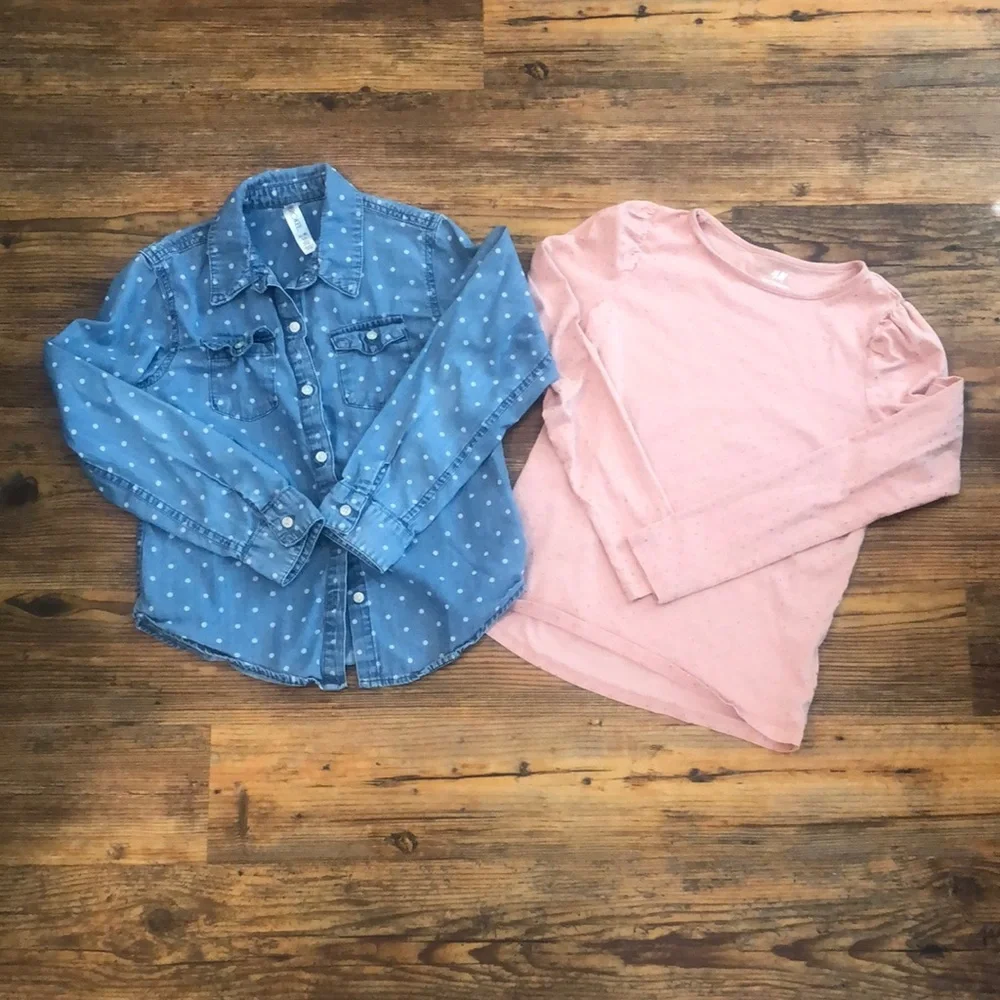 H&M & Cherokee l Two Polka Dot Long Sleeve Tops